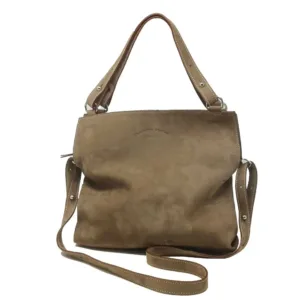 Sac en cuir de taurillon nubuck Touquet taupe Charles et Charlus